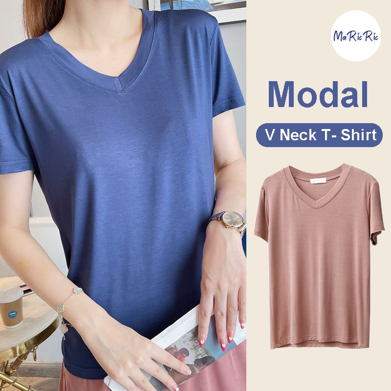 [SG InStock] Women V Neck Modal T Shirt. T Shirt★Women Shirt Top★Short Sleeve★- NTS01|,|