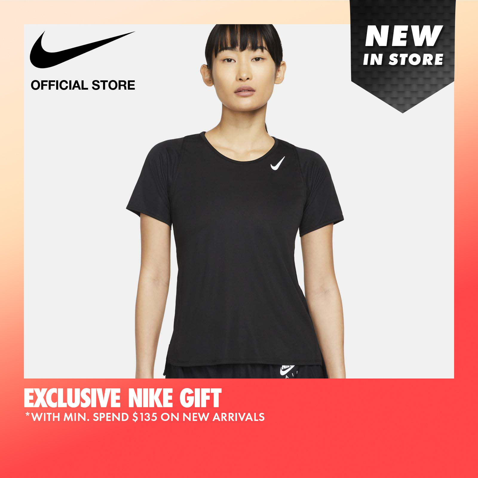 Nike Women&#x27;s Dri-FIT Race Short-Sleeve Running Top - Black|,|