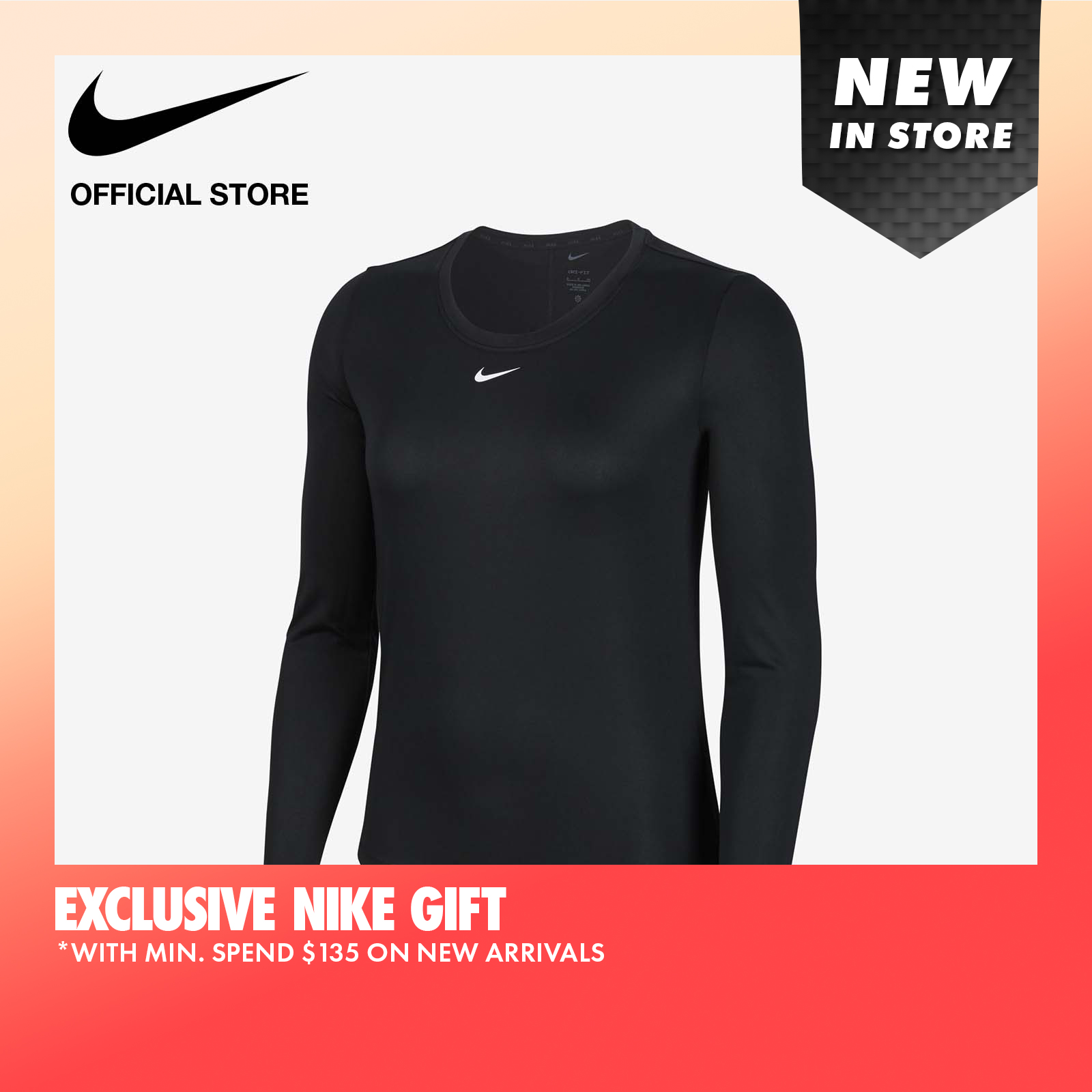 Nike Women&#x27;s Dri-FIT One Standard Fit Long-Sleeve Top - Black|,|
