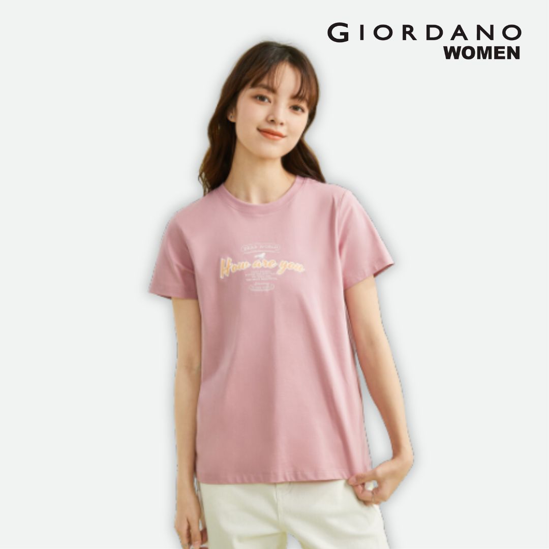 Giordano Women Retro Romance Printed Short Sleeve T-Shirt|,|