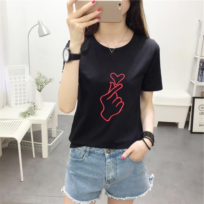 Casual Fashion Heart O-neck Casual Top Short Sleeves T shirt|,|