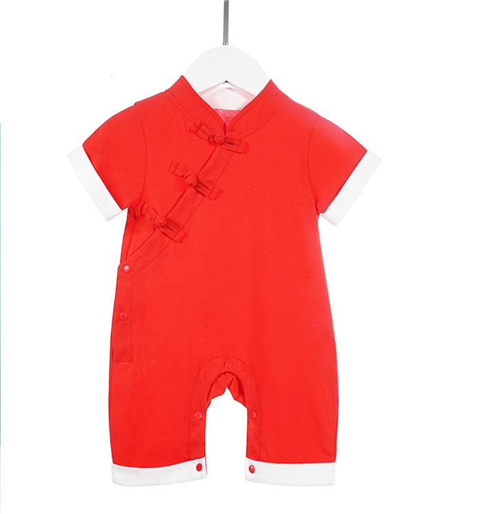 [SG Ready Stock] CSRB048 Baby Toddler Boy Red Kungfu Tangzhuang Romper [Little Gems]|,|