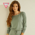 GUESS Essential Longsleeves Tanya Fade To Jade Boat Neck Pullover|,|