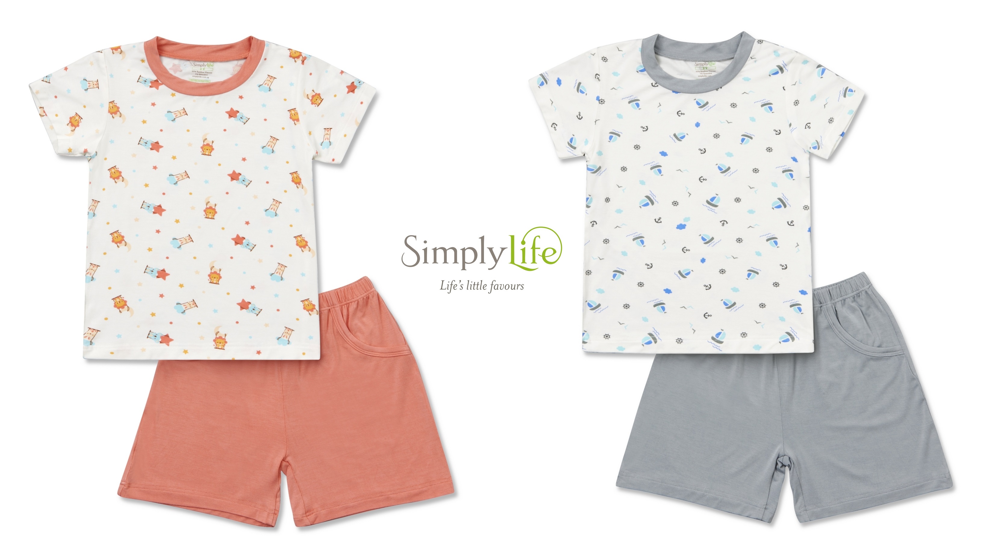 Simply Life - Bamboo - Shorts &amp; Tee Set (Various Designs)|,|