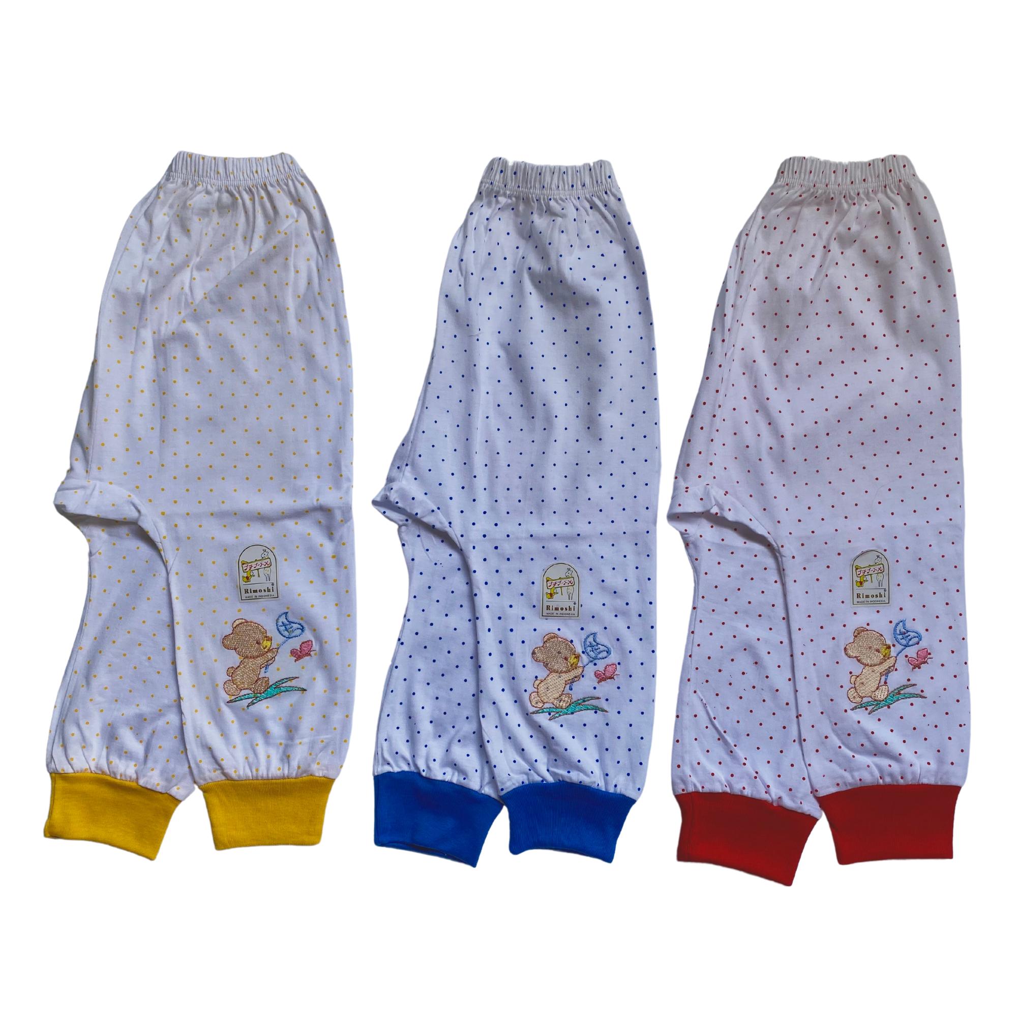 Ready Stock in SG ?? | Rimoshi Polka Dot Long Pyjama Pants with cute embroidery for toddler, young children [FREE SIZE]|,|