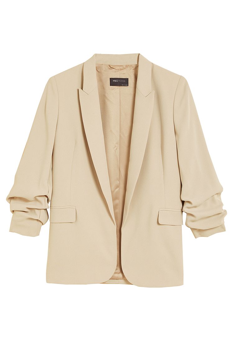 M&amp;S Ruched Sleeve Blazer|,|
