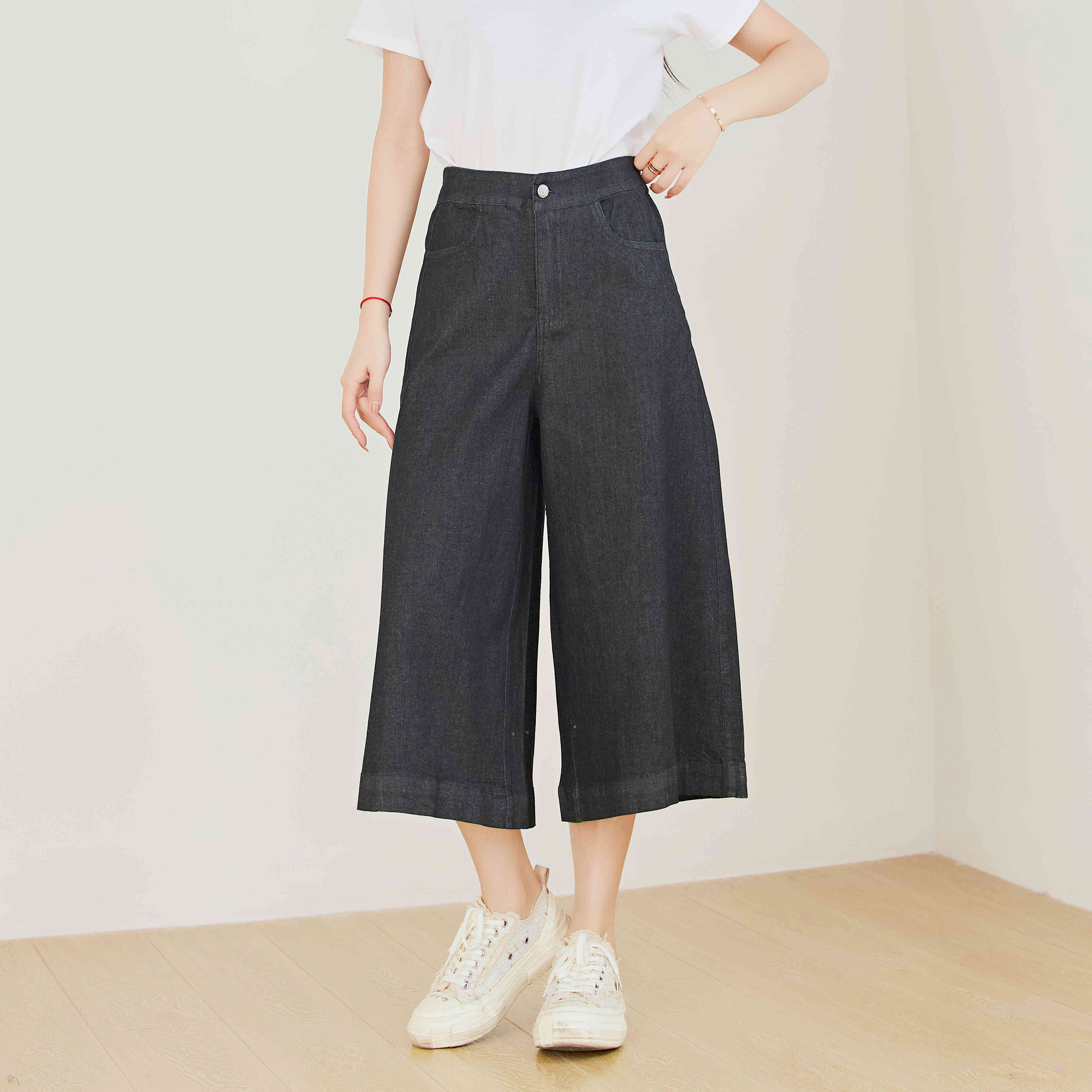 Eyouth 10116   women jeans Denim pants Wide leg high waist pants culottes pants|,|