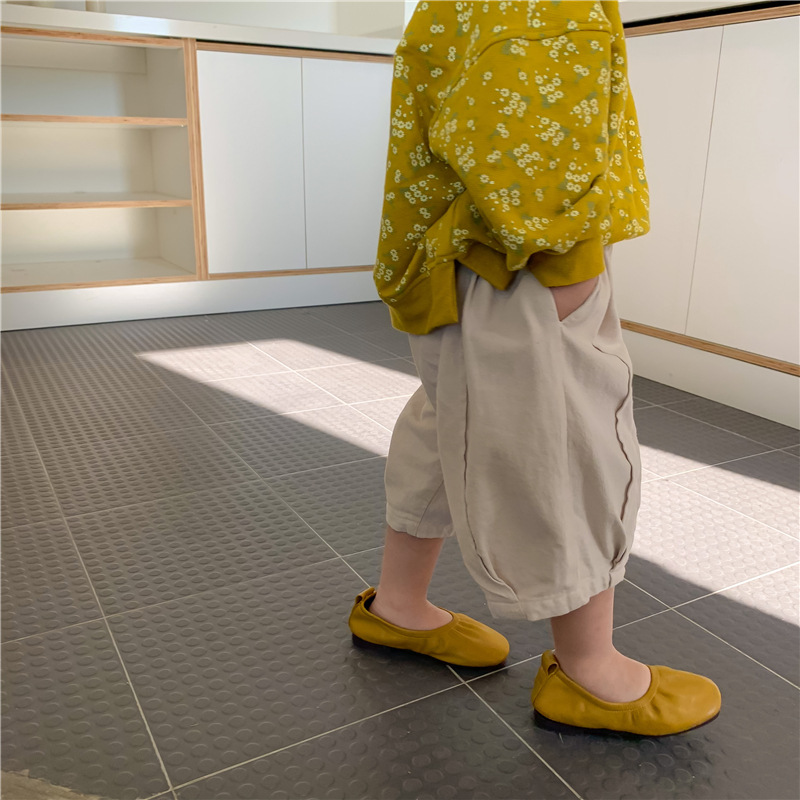 1439C 2022 Spring New Baby Boy&#x27;s Pants Solid Color Cotton and Linen Straight Cropped Trousers 1-7Year Girl&#x27;s Loose Leisure Pants|,|