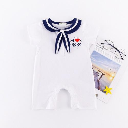 I LOVE PAPA &amp; I LOVE MAMA Navy Style Jumpsuit for Baby Girl/ Boy (0-24 Months) CS020|,|