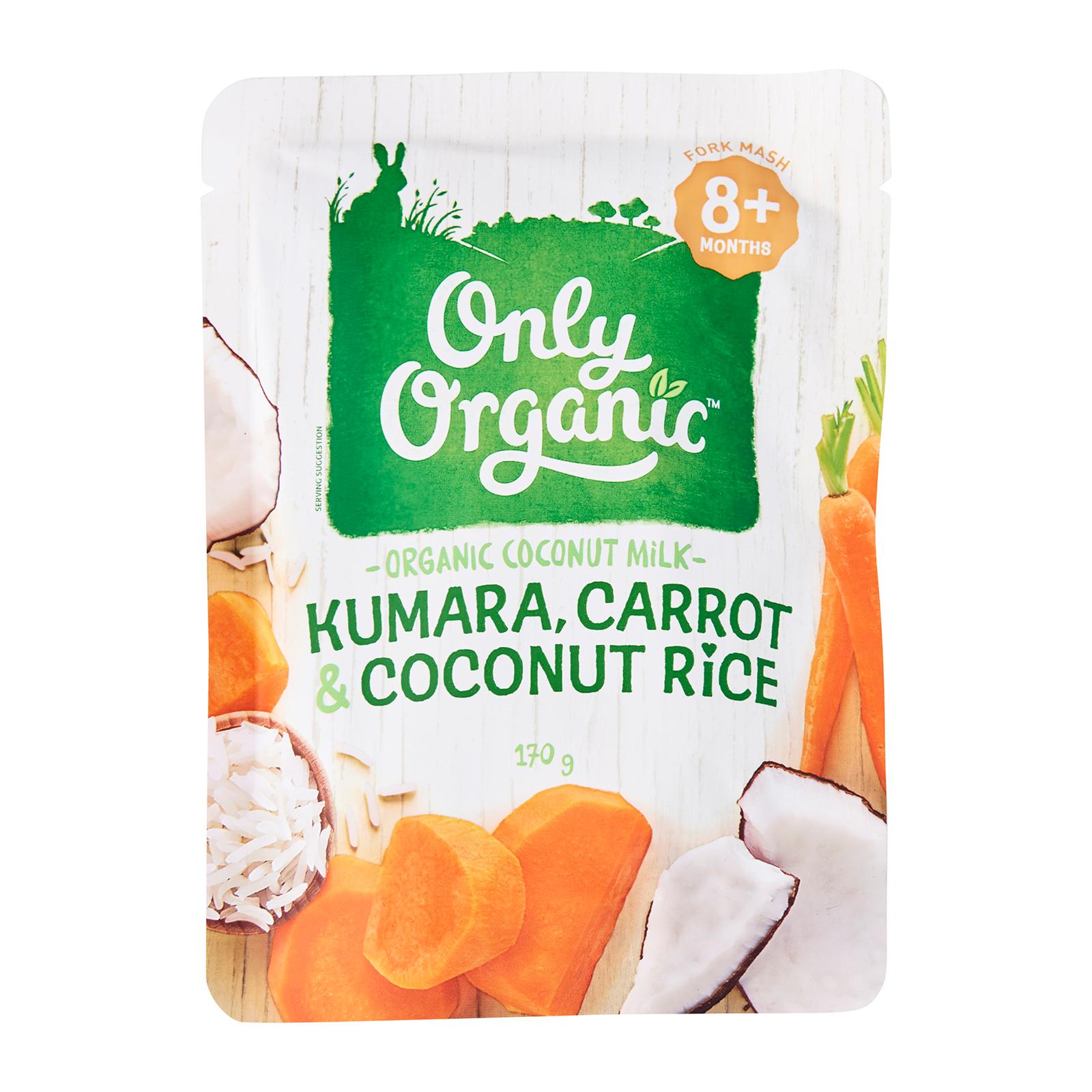 Only Organic Kumara Carrot &amp; Coconut Rice 170G - From 8 Months Jar|,|