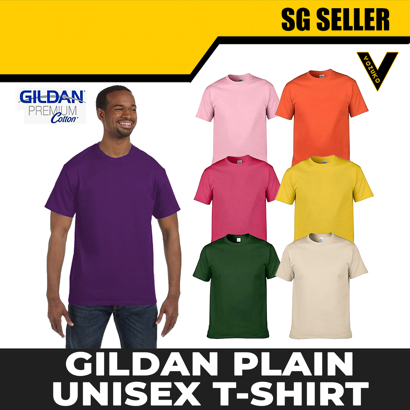 [SG SELLER] Gildan ROUND NECK PLAIN T-SHIRT COTTON SHORT SLEEVES UNISEX [T090-T098]|,|
