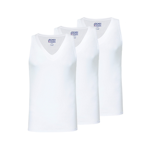 Jockey® 3pcs Men&#x27;s V-Neck Muscle Tee | Cotton | JMN177832WHT|,|