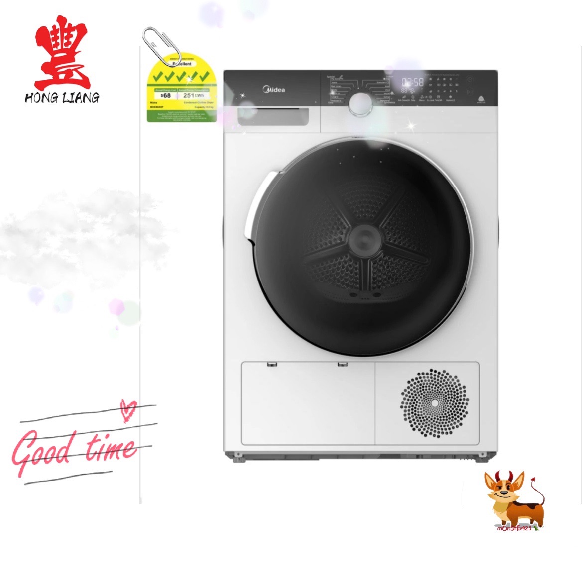 Midea MDK888HP Front Load Heat Pump Dryer (8kg)|,|