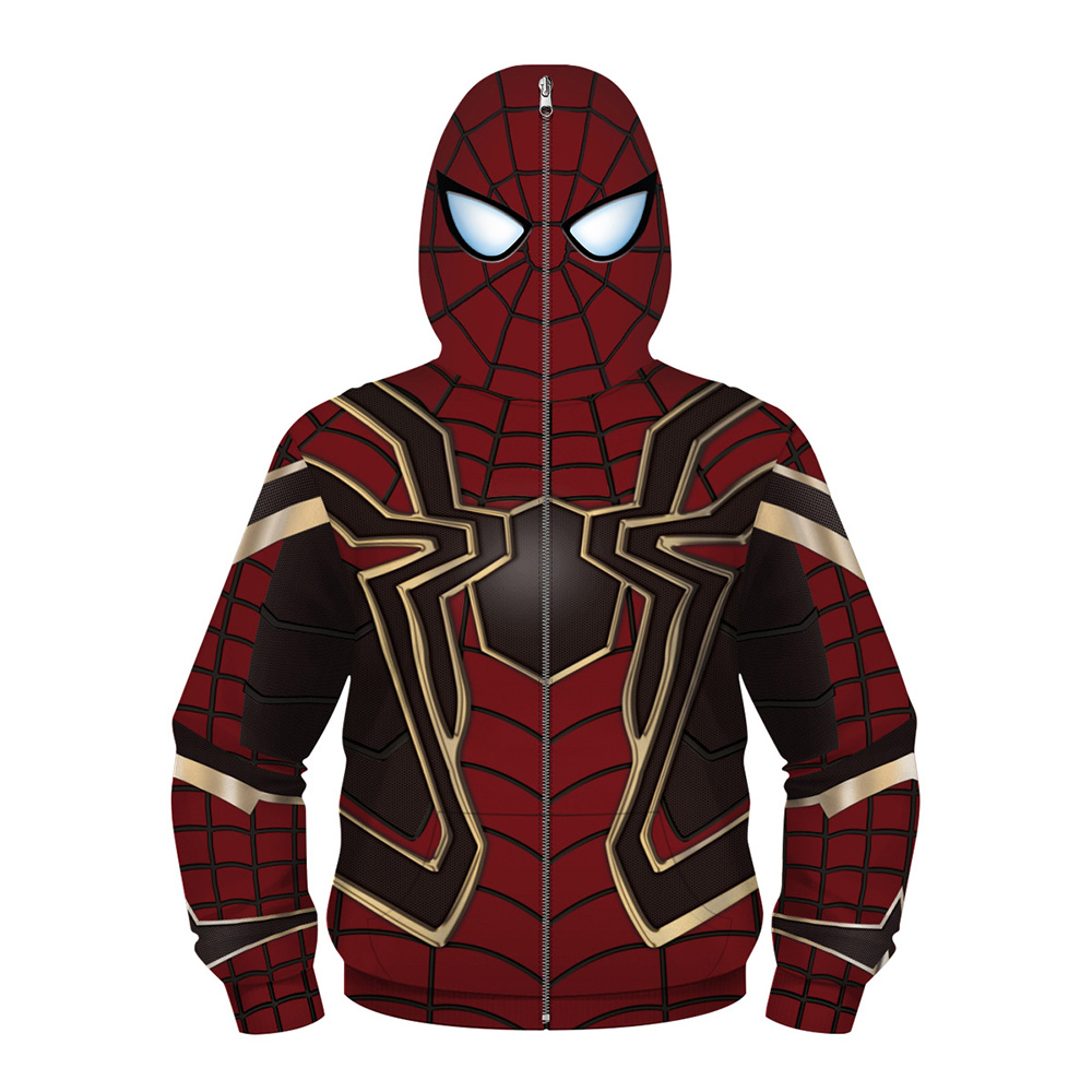 Children Boys Jackets Coats Spider-mans Cosplay Zipper Masked Hoodies Sports Jacket Superhero Long Sleeve Hooded Coat Boy Clothes|,|