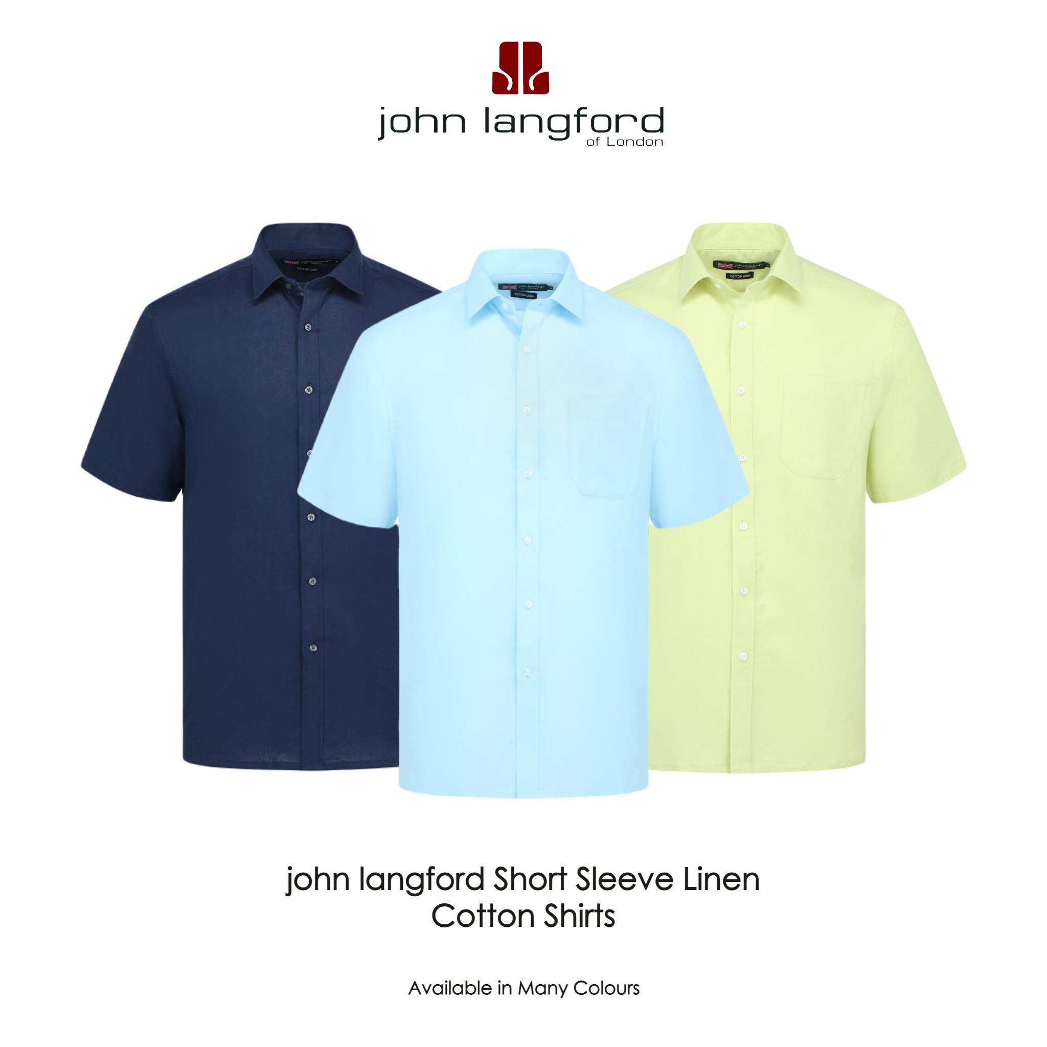 john langford Men Linen Cotton Shirt Regular Fit Short Sleeve Casual Wear with Pocket|,|
