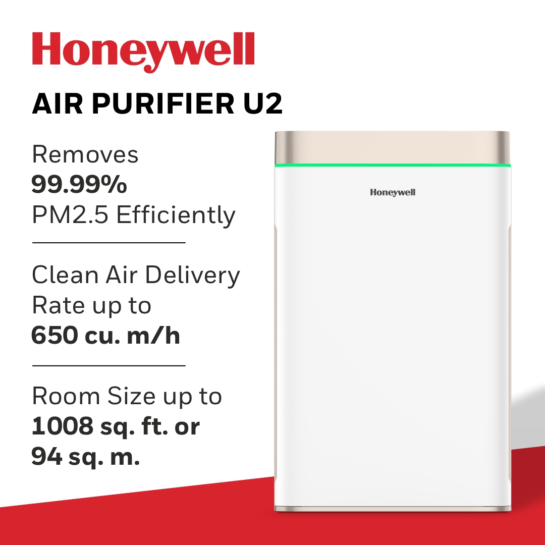 Honeywell Air touch U2 Indoor Air Purifier. Anti-Bacterial, Activated Carbon, H13 HEPA Filter,Removes 99.99% Pollutants,Micro Allergens, 5 Stage Filtration, UV LED,Ionizer,WIFI, Covers Upto 1008sq.ft|