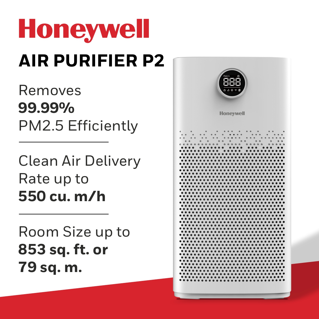 Honeywell Air Touch P2 Indoor Air Purifier. Anti-Bacterial, H13 HEPA Filter, Activated Carbon Filter, removes 99.99% Pollutants, Micro Allergens, 4 Stage Filtration, UV LED, WIFI, Covers Upto 853sq.ft