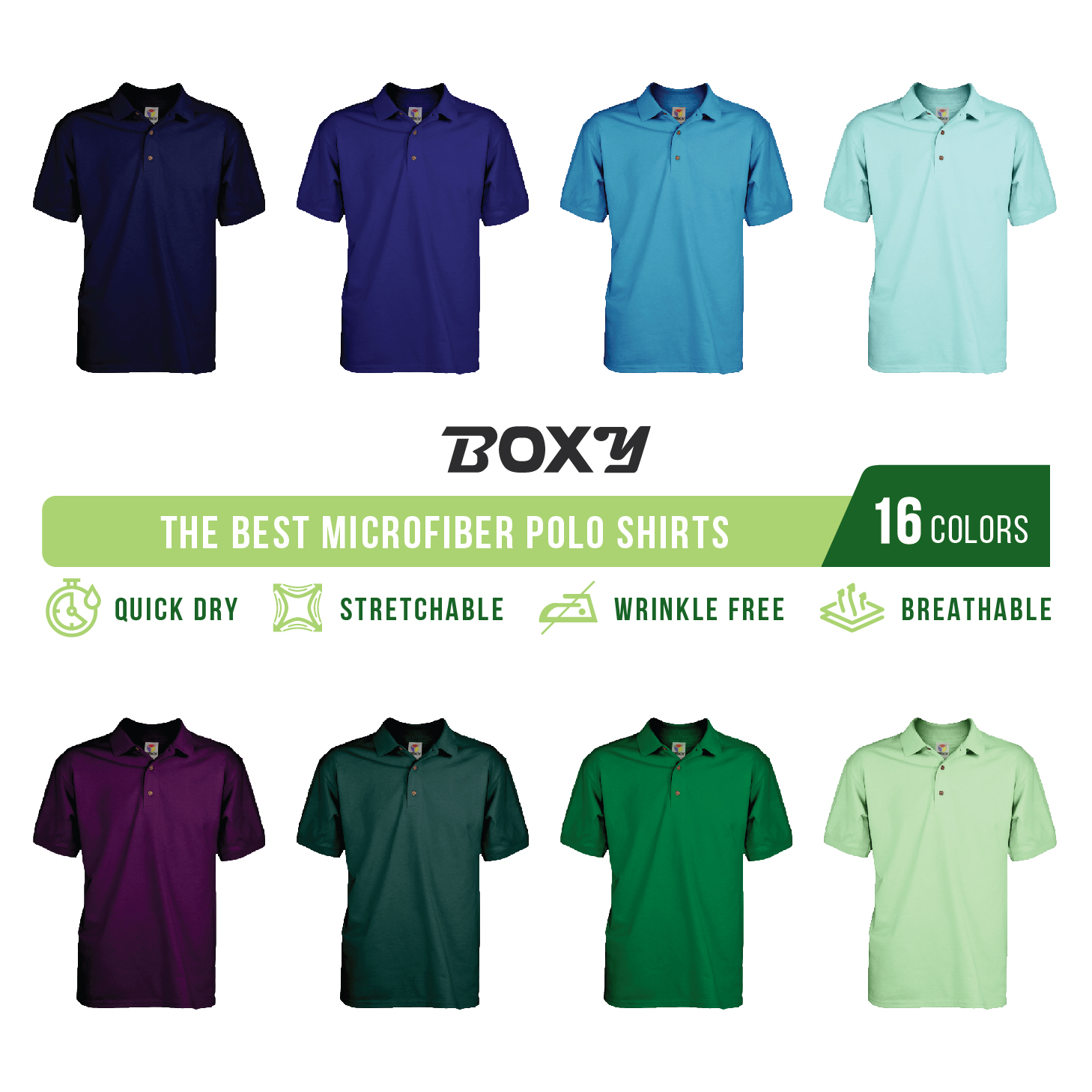 Boxy Dri Fit Microfiber Polo Shirts for Men and Women (16 colors options)|,|