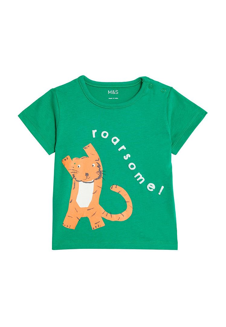 M&amp;S Pure Cotton Tiger T-Shirt (0-3 Yrs)|,|