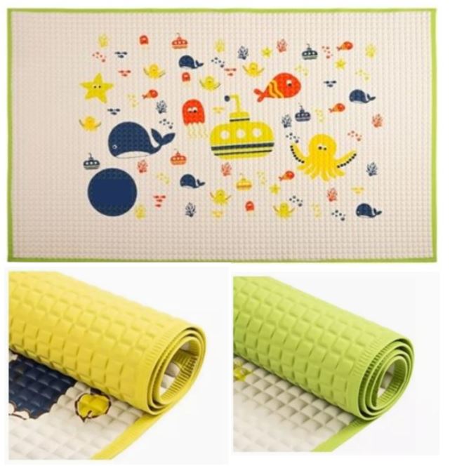 Baby Latex Air Filled Changing Mat with Printed Graphics (60cm x 90cm) Newborn Rubber Changing Cot Sheet Boy Girl Diaper Changing Mat Multipurpose Waterproof Changing Mat Infant Urine Pad Mattress Pro
