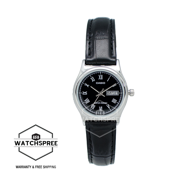 [Watchspree] Casio Ladies&#x27; Analog Leather Watch LTPV006L-1B|,|