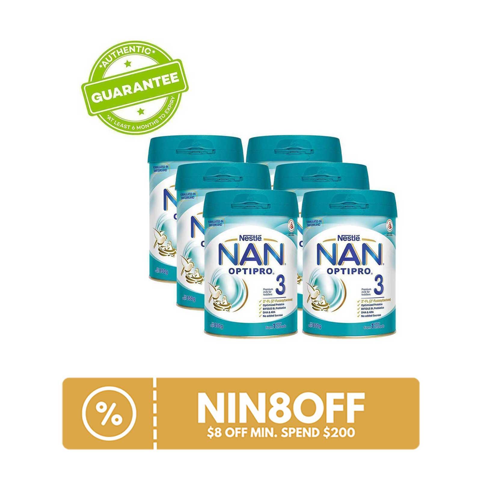 [Carton of 6] Nestle NAN Optipro Stage 3 Growing Up Milk 850G - From 12 Months|,|