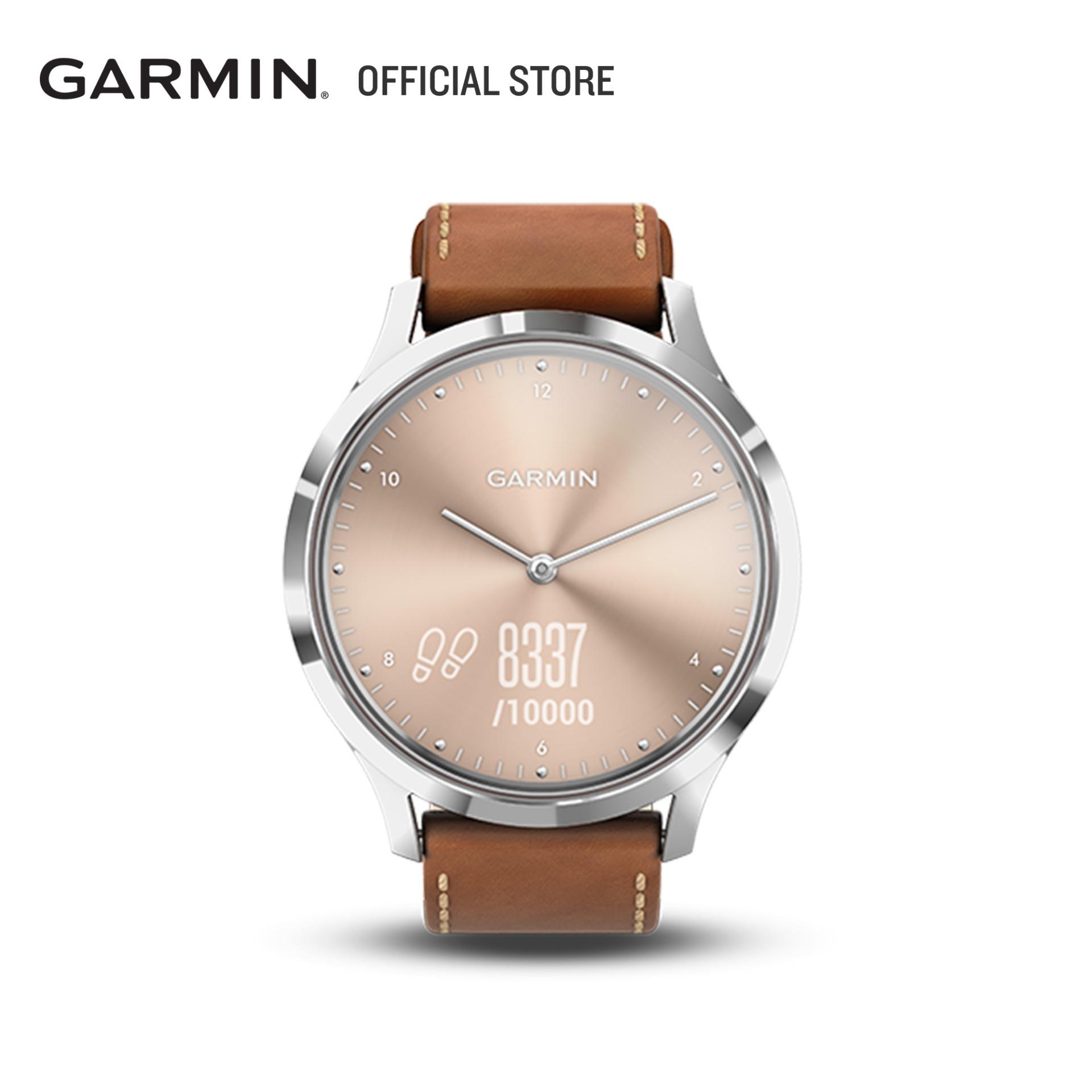 Garmin Vivomove HR Premium Fashionable Sport Hybrid Smartwatch ( Colors (Size): Silver+Black Strap (L) / Gold+Gold Strap (R) ) / Onyx+Tan Strap (R) / Silver+Tan Strap (R) / Rose Gold+ White Strap (R) 