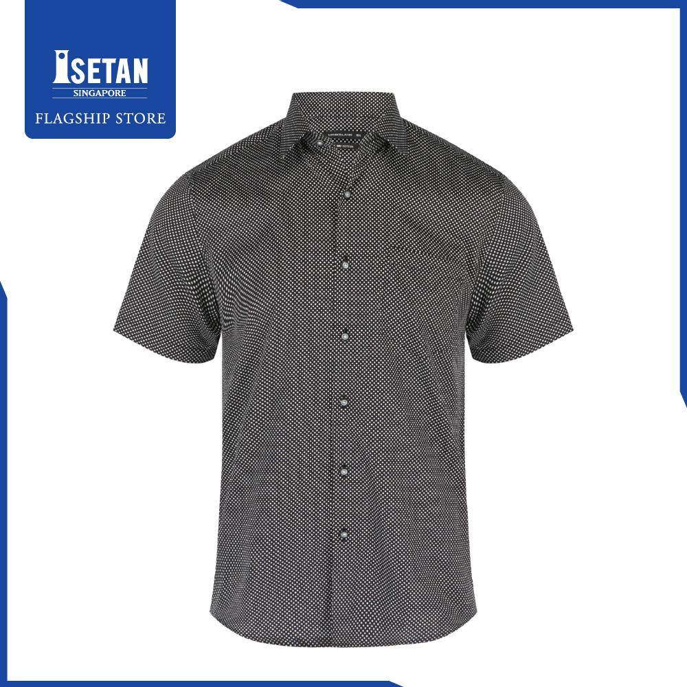 Marcelano Short Sleeve Smart Casual Shirt Black M2B-021-B4|,|