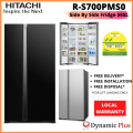 [BULKY] Hitachi R-S700PMS0 Side by Side Fridge 595L + FREE RICE COOKER RZ-PMA10Y|,|