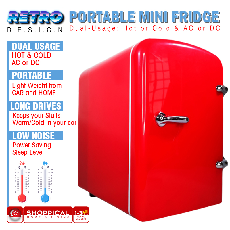 Mini Fridge Retro Design Portable Food Cosmetics Medicines Can Drinks Refrigerator Car Home Office Small Easy Cooler Warmer Personal Carry Around 4L 12V|,|