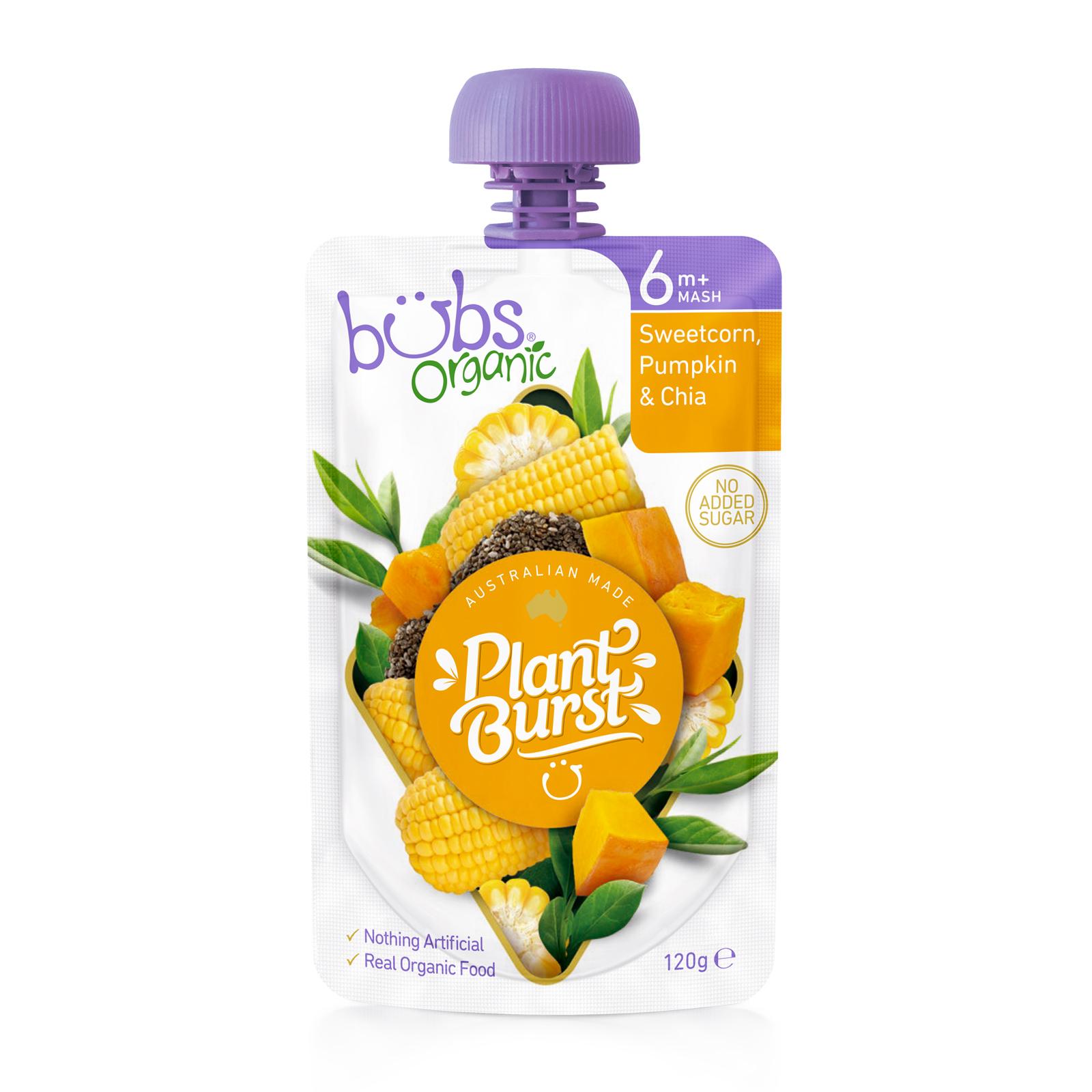 Bubs Organic Sweetcorn Pumpkin &amp; Chia|,|